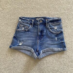 Zara Authentic Denim by TRF, Distressed, Medium Wash, Cuffed Shorts, Size 2